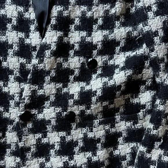 Vintage Lord & Taylor Houndstooth Tweed Blazer | Black & White Cropped 80s - Picture 5 of 6